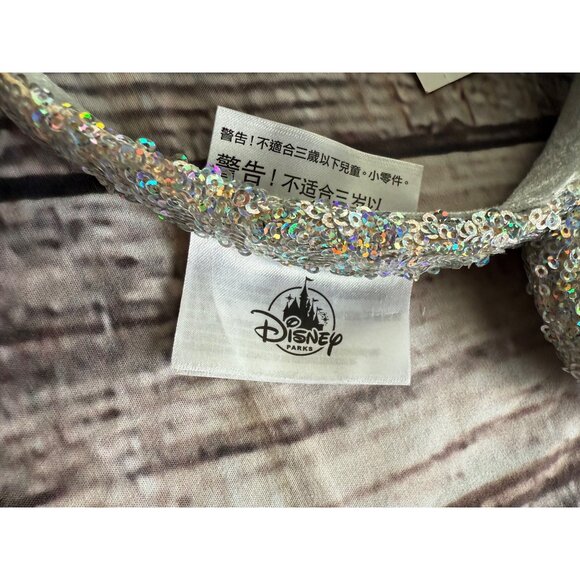Disney Minnie Ears Headband Holiday  Silver Metallic Sequins - Picture 3 of 4